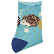 Powder Hedgehog Hunting in Leaves Ankle Socks - Ice Blue