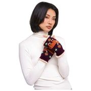 Powder Highland Cow Wrist Warmers - Damson Purple