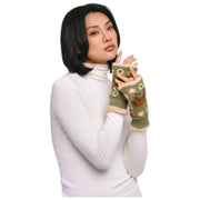 Powder Highland Cow Wrist Warmers - Moss Green