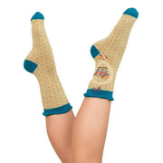 Powder Letter W Ankle Socks - Yellow