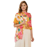 Powder Linen Impressionist Floral Scarf - Mustard Yellow