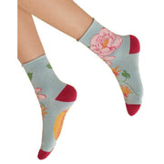 Powder Tropical Flora Ankle Socks - Ice Blue