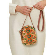 Powder Warm Ikat Velvet Crossbody Bag - Cream