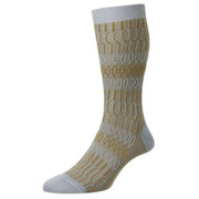 Pantherella Islington Texture Jacquard Cotton Fil D'Ecosse Socks - Hazey Blue