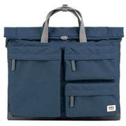 Roka Blackfriars M Large Recycled Canvas Messenger Bag - Deep Blue