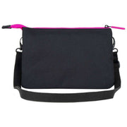 Roka Carnaby XL All Black Pink Label Recycled Canvas Crossbody Bag - Black/Pink