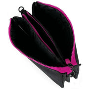 Roka Carnaby XL All Black Pink Label Recycled Canvas Crossbody Bag - Black/Pink