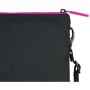 Roka Carnaby XL All Black Pink Label Recycled Canvas Crossbody Bag - Black/Pink