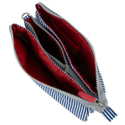 Roka Carnaby XL Hickory with Red Recycled Canvas Crossbody Bag - Red/Blue/White