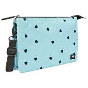 Sac à bandoulière en toile recyclée Roka Carnaby XL - Bleu/Cœurs bleus