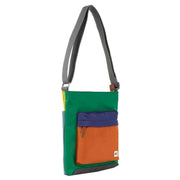 Roka Kennington B Medium Creative Waste Colour Block Recycled Nylon Crossbody Bag - Green/Yellow/Orange