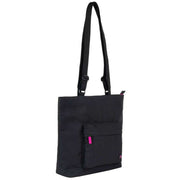 Roka Trafalgar Medium All Black Pink Label Recycled Canvas Crossbody Bag - Black/Pink