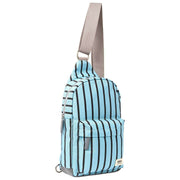 Roka Willesden B Grand sac à bandoulière en toile recyclée - Rayure bleue