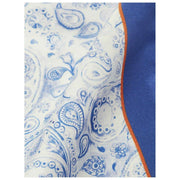 Simon Carter 40th Anniversary Paisley Pocket Square - White/Blue