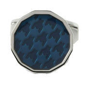 Simon Carter Dogtooth Enamel Cufflinks - Navy/Silver