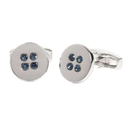 Simon Carter Montana Crystal Button Cufflinks - Silver/Blue