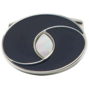 Boutons de manchette ovales Simon Carter - Marine/Argent