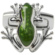 Boutons de manchette Simon Carter Tree Frog - Vert/Argent