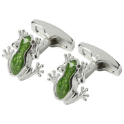 Boutons de manchette Simon Carter Tree Frog - Vert/Argent