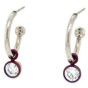 Ti2 Titanium Gem Charm Hoop Earrings - Brown