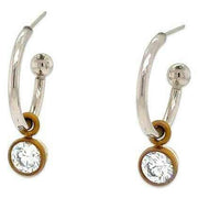 Ti2 Titanium Gem Charm Hoop Earrings - Tan Brown