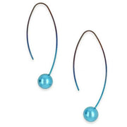 Ti2 Titanium Long Orbit Drop Earrings - Blue