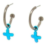 Ti2 Titanium Plus Charm Hoop Earrings - Kingfisher Blue