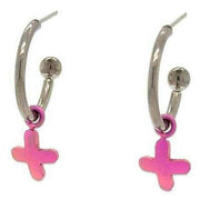 Ti2 Titanium Plus Charm Hoop Earrings - Pink