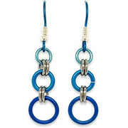 Ti2 Titanium Triple Beam Drop Earrings - Blue