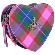 Vivienne Westwood Saffiano Print Louise Heart Crossbody Bag - Candy Tartan Pink