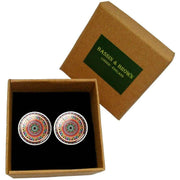 Bassin and Brown Bohemian Swirl Cufflinks - Wine/Green/Yellow