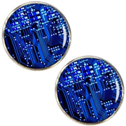 Bassin and Brown Circuit Board Cufflinks - Blue