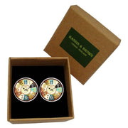 Bassin and Brown Clock Face Cufflinks - Beige/Brown/Blue