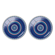 Bassin and Brown Concentric Circles Cufflinks - Blue/White