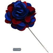 Bassin and Brown Floral Lapel Pin - Blue/Wine