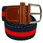 Bassin and Brown Horizontal Stripe Woven Belt - Red/Navy