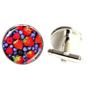 Bassin and Brown Mixed Berries Cufflinks - Red/Blue