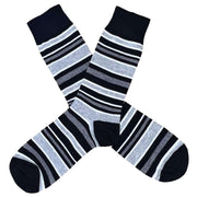 Bassin and Brown Multi Striped Socks - Black/Charcoal/Grey/White