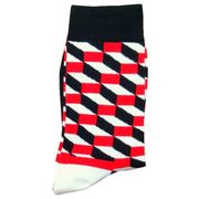 Bassin and Brown Opitical Check Socks - Black/Red/White