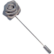 Bassin and Brown Rose Flower Jacket Lapel Pin - Grey