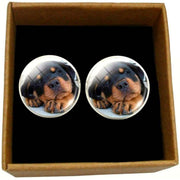 Bassin and Brown Rottweiler Cufflinks - Brown/Black
