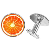Bassin and Brown Sliced Orange Fruit Cufflinks - Orange