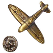 Bassin and Brown Spitfire Airplane Lapel Pin - Antique Bronze