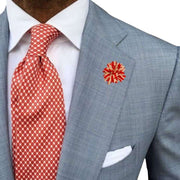 Bassin and Brown Stripe Flower Lapel Pin - Red/Beige