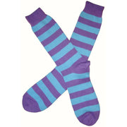 Bassin and Brown Striped Midcalf Socks - Purple/Blue