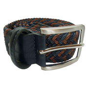 Bassin and Brown Three Colour Stripe Woven Belt - Brown/Navy/Teal