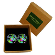 Bassin and Brown Tropical Plants Cufflinks - Black/Green/Blue