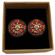 Bassin and Brown Viking Symbol Cufflinks - Burnt Orange/Antique Silver