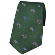 David Van Hagen Fishing Themed Silk Tie - Racing Green