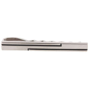 David Van Hagen Line Detail Rhodium Tie Slide - Silver/Black